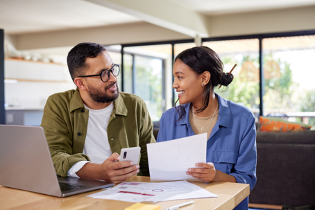 couple reviewing documents